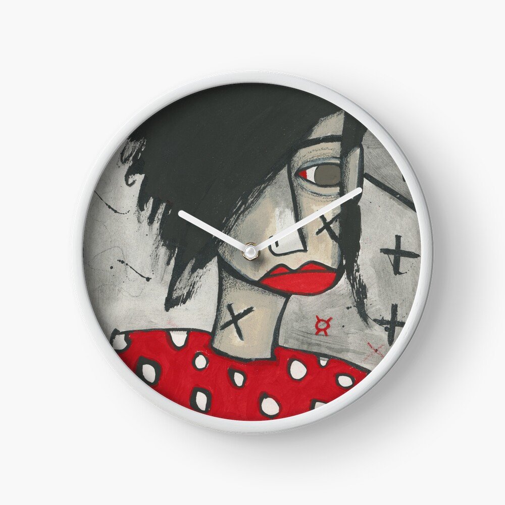 Red polka dot rebel on a clock